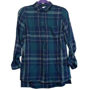 Est. 1946 Brand Green Plaid Long Sleeves Rayon Blend Women's Size Medium